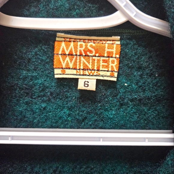 Vintage Mrs. H. Winter Yesterdays News Women's Green Plaid Wool Open Coat Jacket - Picture 2 of 5